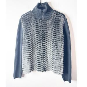 Parkhurst Vintage VTG Faux Fur Zip Sweater grey small